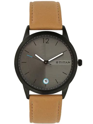 Titan Work Wear Grey Dial Leather Strap Watch For Men Np1806Nl01