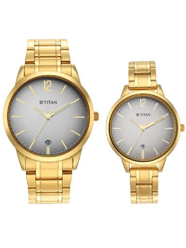 TITAN Titan Bandhan Grey Dial Golden Stainless Steel Strap Watch 18062617YM01
