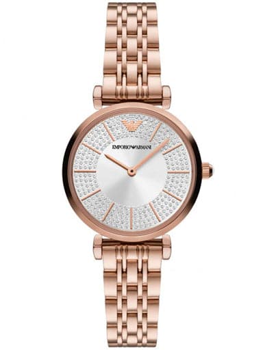 Emporio Armani Two-Hand Rose Gold-Tone Stainless Steel Watch Ar11446I