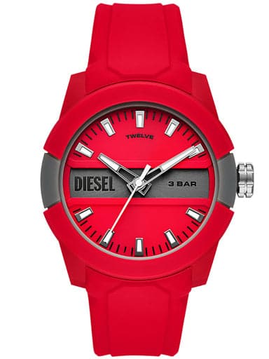 Diesel Double Up Three-Hand Red Silicone Watch Dz1980I