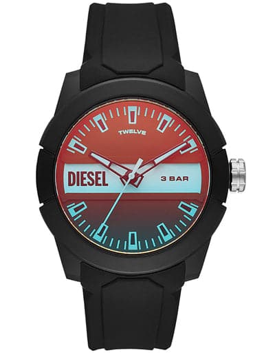Diesel Double Up Three-Hand Black Silicone Watch Dz1982
