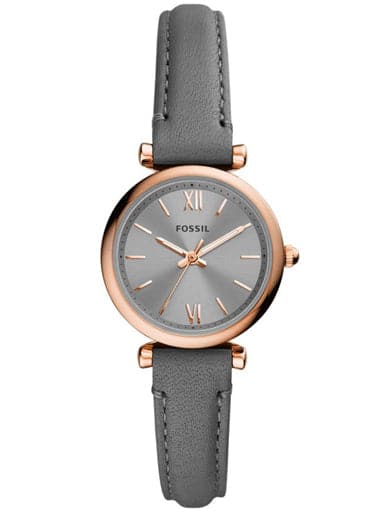 Fossil Carlie Mini Three-Hand Gray Leather Watch Es5068