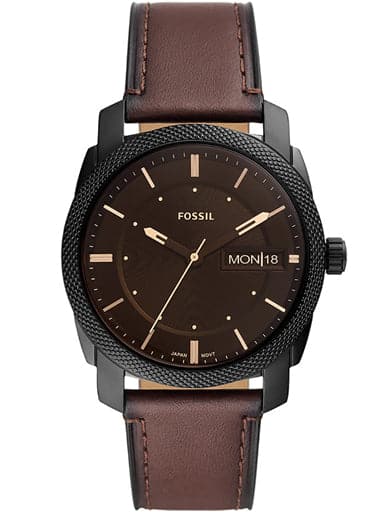 Fossil Machine Three-Hand Date Brown Leather Watch Fs5901I