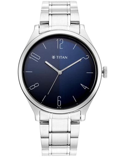 Titan Workwear Blue Dial Stainless Steel Strap Watch 1865Sm01