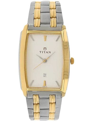 Titan Silver Dial Two Tone Stainless Steel Strap Men'S Watch Np1163Bm01