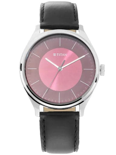 Titan Work Wear Pink Dial Leather Strap Men'S Watch Np1802Sl05