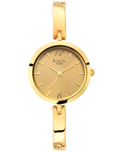 Titan Raga Viva Golden Dial Metal Strap Watch 2606Ym06