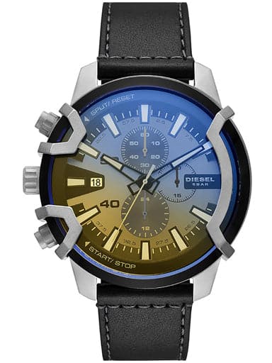 Diesel Griffed Chronograph Black Leather Watch Dz4584I