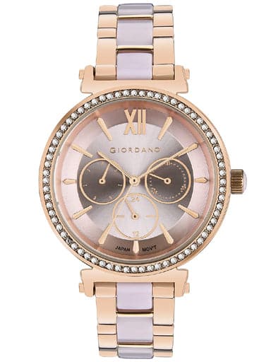 Giordano Women Pink Dial Multi Functional Watch Gd-2075-33