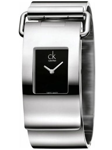Calvin Klein Pump Black Dial Steel Bangle Ladies Watch K3K2M111