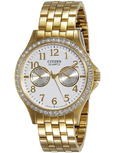 Citizen Round Analog White Dial Ladies Watch Ed8112-52A