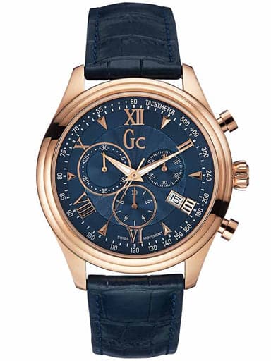 Gc Round Analog Blue Dial Men'S Watch Y04008G7