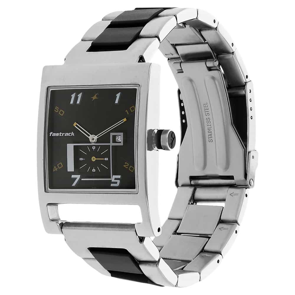 NR1478SM01 BLACK DIAL TWO TONED STAINLESS STEEL STRAP WATCH