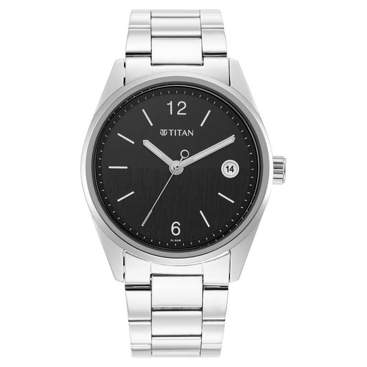 Titan Neo Black Dial Stainless Steel Strap Watch for Men-1729SM08
