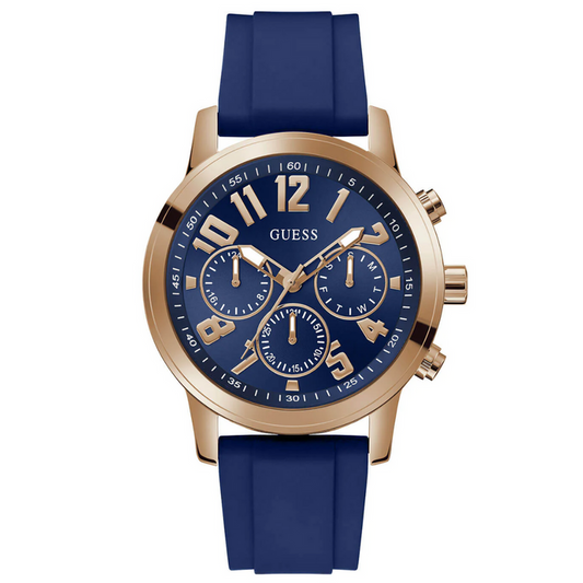 Gold Parker Navy Blue Silicone Watch GW0708G3