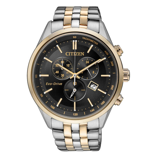 CITIZEN ECO-DRIVE GENTS WATCH BLACK DIAL - AT2144-54E