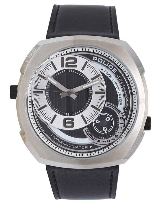 Police Men'S Black Leather Analogue Watch  Pl15533Js02W