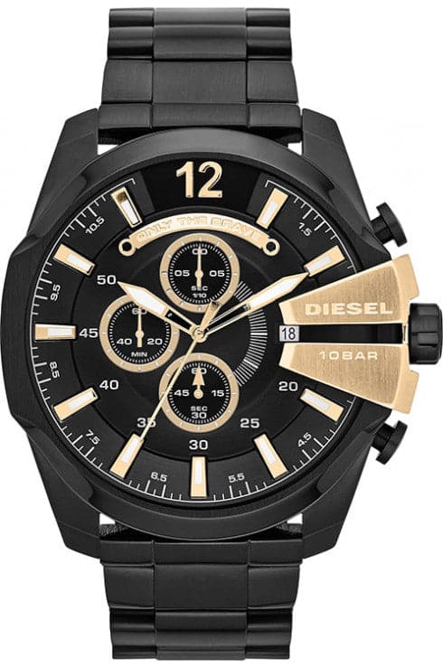 Diesel Mega Chief Round Analog Black Dial Men'S Metal Watch Dz4338