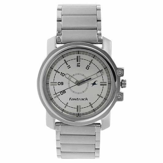 NR3039SM01 WHITE DIAL SILVER STAINLESS STEEL STRAP WATCH