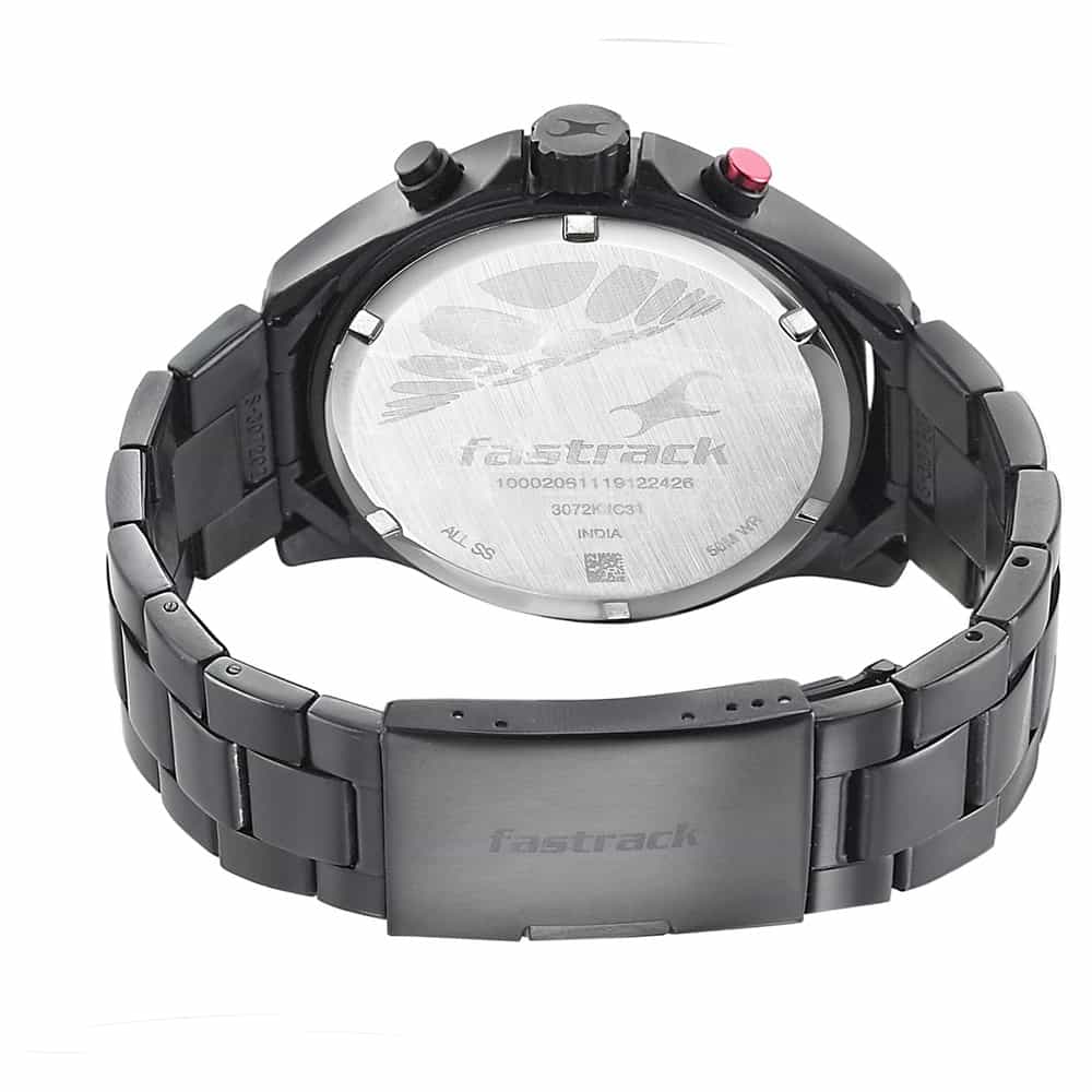 NR3072NM01 BLACK DIAL STAINLESS STEEL STRAP WATCH