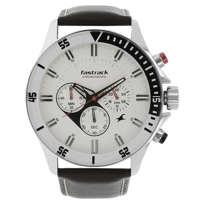 NR3072SL01 BIG TIME WHITE DIAL LEATHER STRAP WATCH