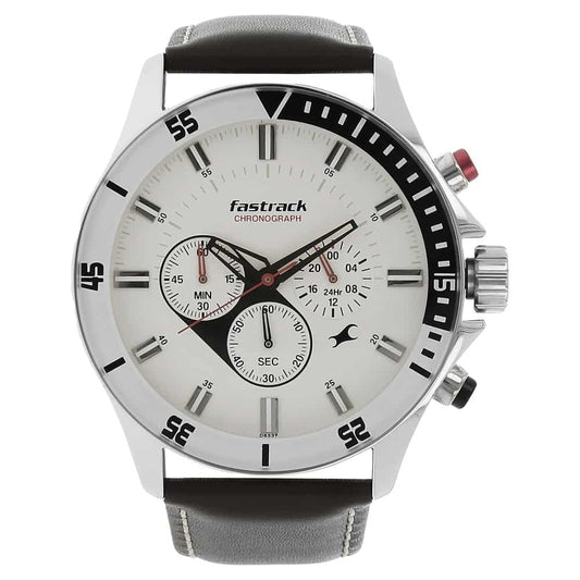 NR3072SL01 BIG TIME WHITE DIAL LEATHER STRAP WATCH