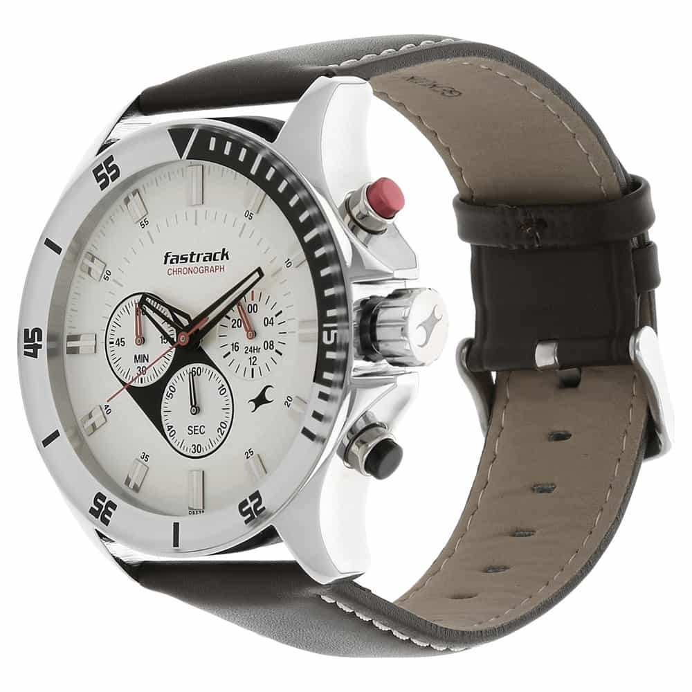NR3072SL01 BIG TIME WHITE DIAL LEATHER STRAP WATCH