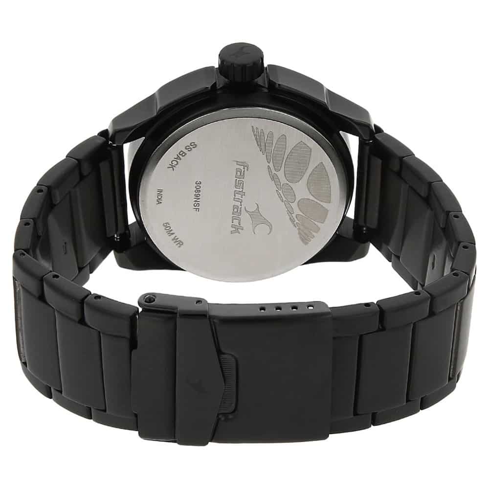 NR3089NM01 BLACK DIAL BLACK STAINLESS STEEL STRAP WATCH