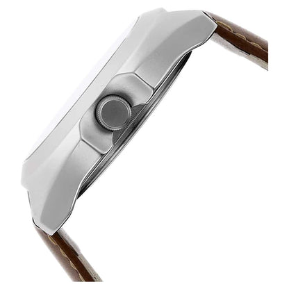 NR3117SL01 WHITE DIAL BROWN LEATHER STRAP WATCH