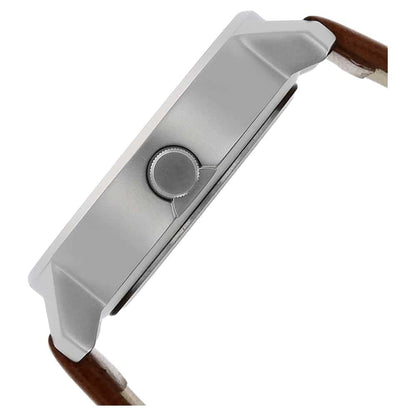 NR3121SL01 BLACK DIAL BROWN LEATHER STRAP WATCH