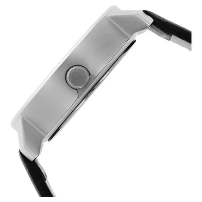 NR3121SL02 GREY DIAL BLACK LEATHER STRAP WATCH