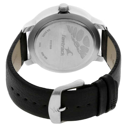 NR3121SL02 GREY DIAL BLACK LEATHER STRAP WATCH