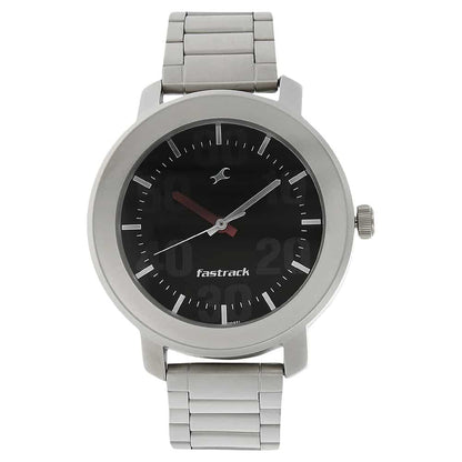 NR3121SM02 BLACK DIAL SILVER STAINLESS STEEL STRAP WATCH