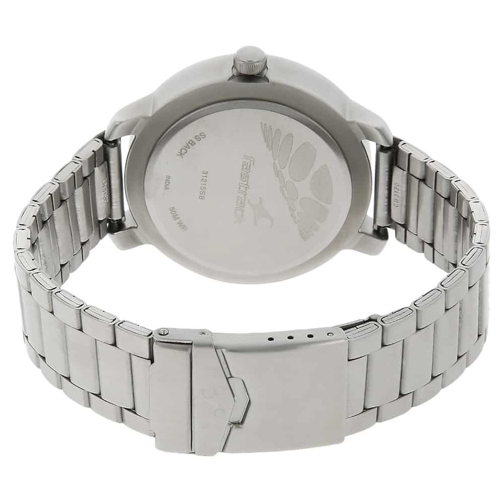 NR3121SM02 BLACK DIAL SILVER STAINLESS STEEL STRAP WATCH