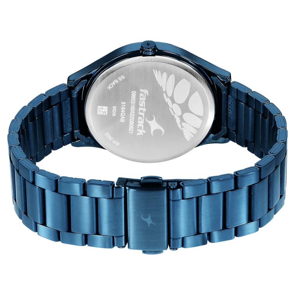 NR3184QM01 STYLE UP BLUE DIAL STAINLESS STEEL STRAP WATCH