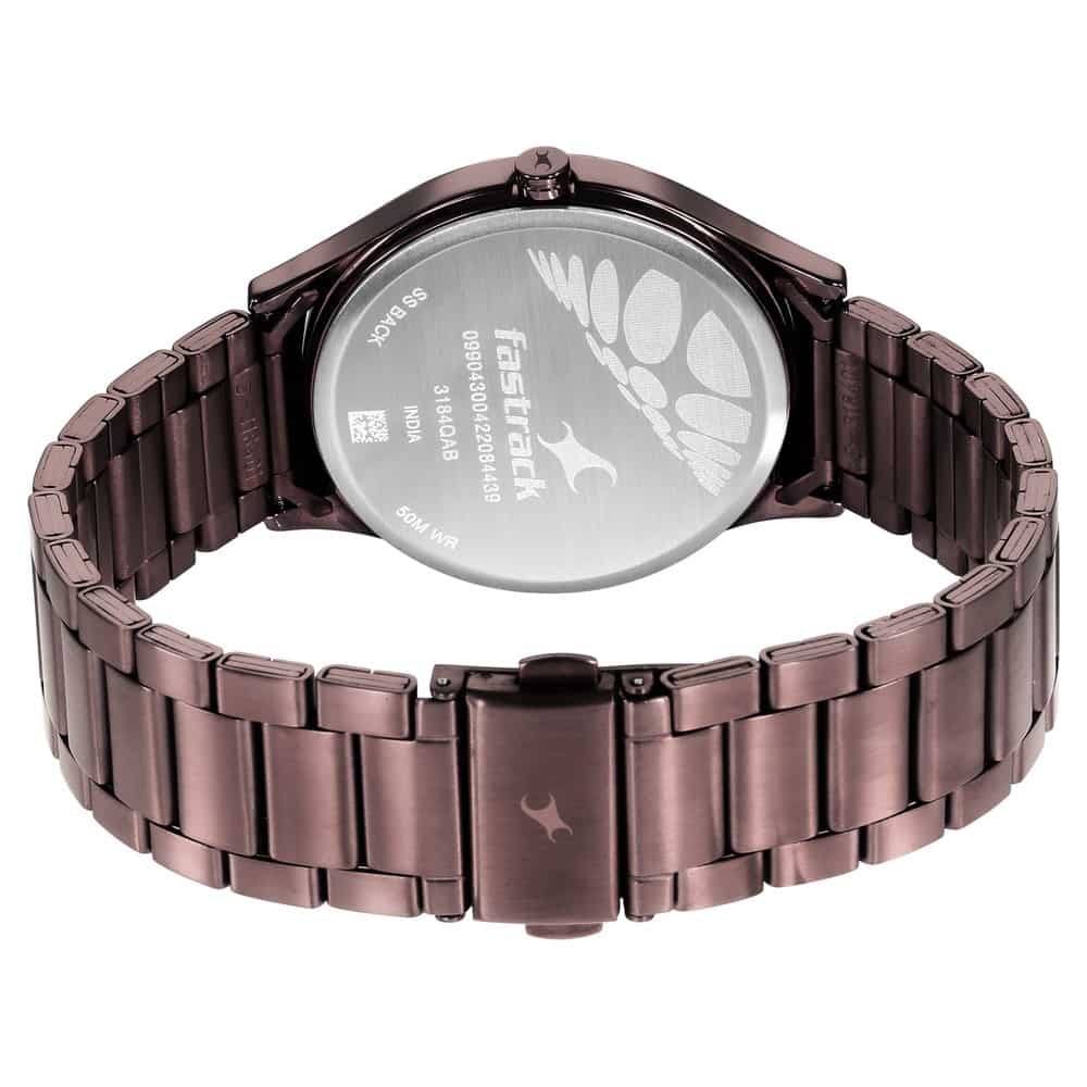 NR3184QM02 STYLE UP BROWN DIAL STAINLESS STEEL STRAP WATCH