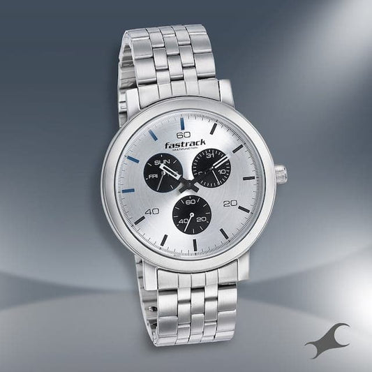Fastrack Mens 43 mm Dial It Up Silver Dial Stainless Steel Analog Watch