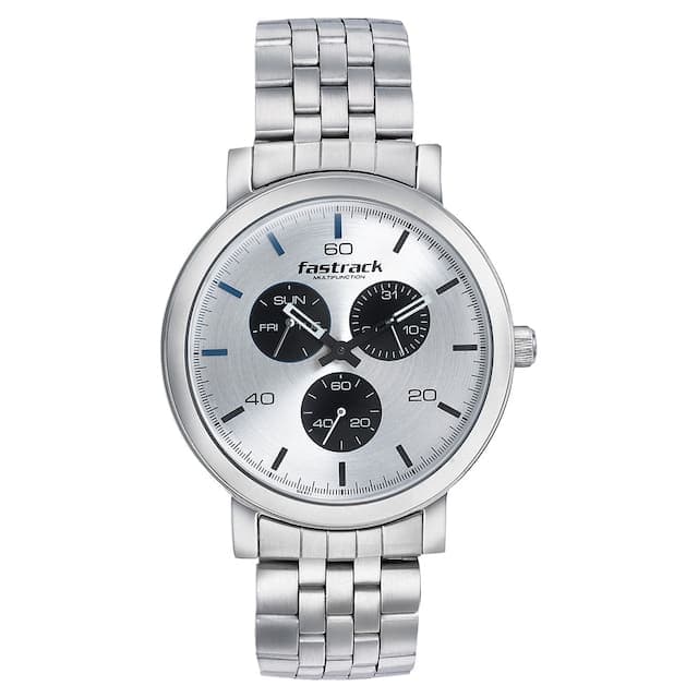 Fastrack Mens 43 mm Dial It Up Silver Dial Stainless Steel Analog Watch