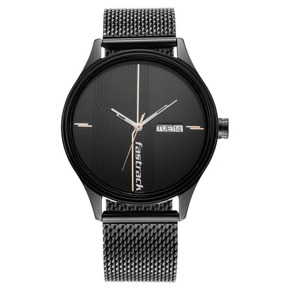 NR3247NM03 STYLE UP BLACK DIAL STAINLESS STEEL STRAP WATCH