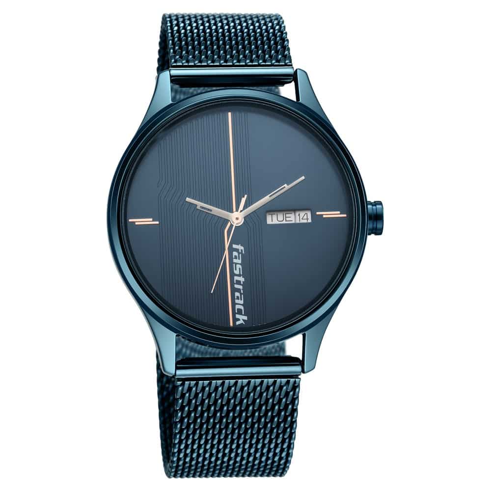 NR3247QM01 STYLE UP BLUE DIAL STAINLESS STEEL STRAP WATCH