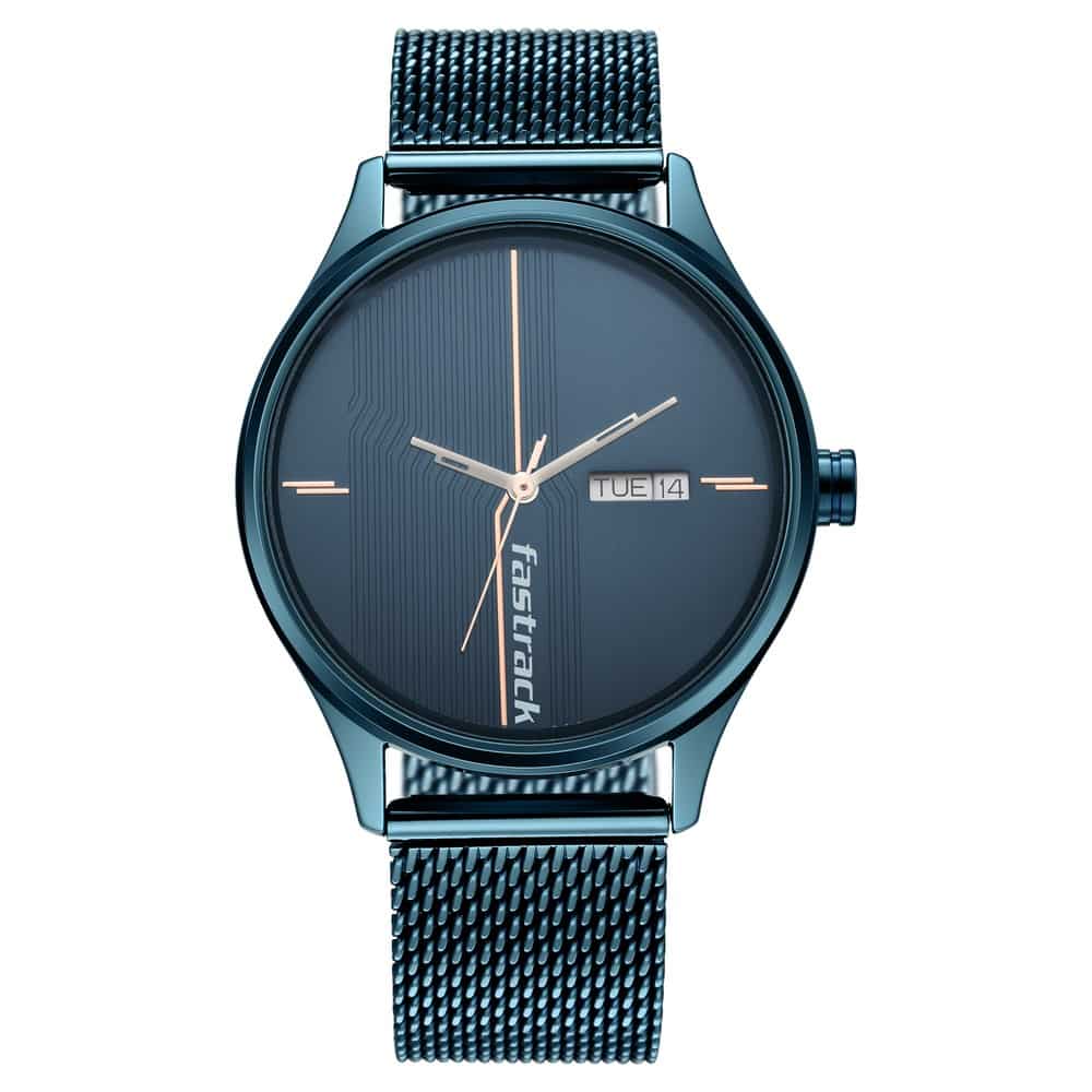 NR3247QM01 STYLE UP BLUE DIAL STAINLESS STEEL STRAP WATCH
