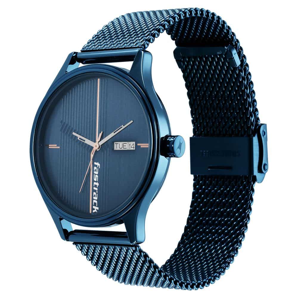 NR3247QM01 STYLE UP BLUE DIAL STAINLESS STEEL STRAP WATCH