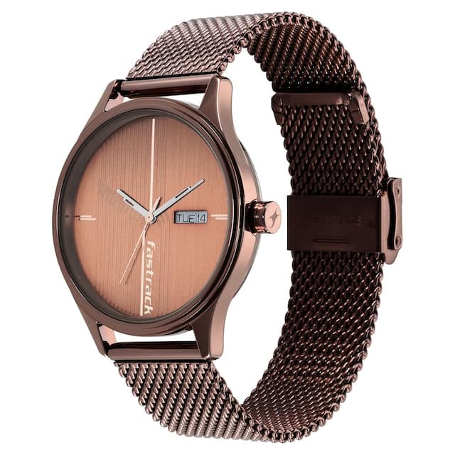Style Up Brown Dial Stainless Steel Strap Watch NR3247QM02