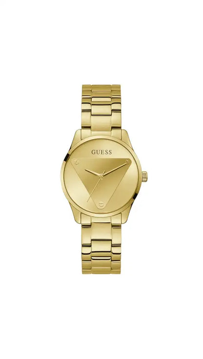 GUESS Stainless Steel Emblem Collection Analog Gold Dial Women's Watch-Gw0485L1, Band Color-Gold