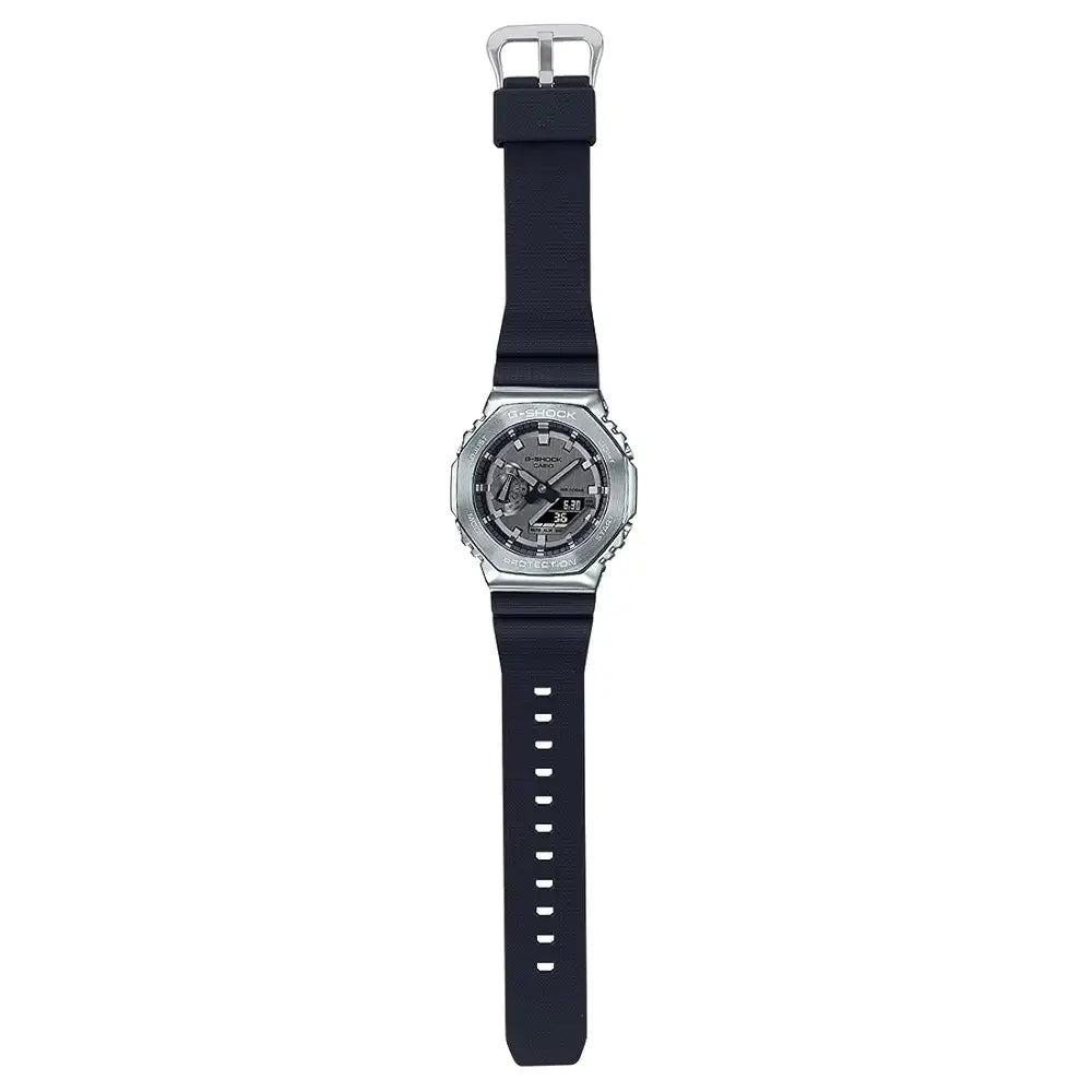 Casio G-Shock GM-2100-1ADR Silver Analog-Digital Dial Black Resin Strap Men's Watch Shock and 200M Water Resistant G1159
