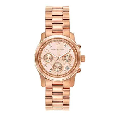 Michael Kors Runway 38 Mm Rose Gold Dial Stainless Steel Chronograph Watch For Women - Mk7324I