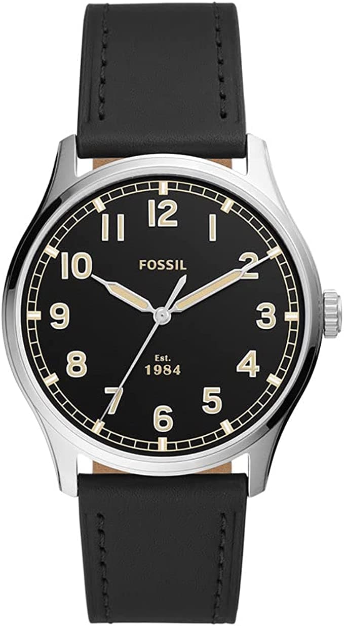 Fossil Dayliner Three-Hand Black Leather Watch Fs5926I