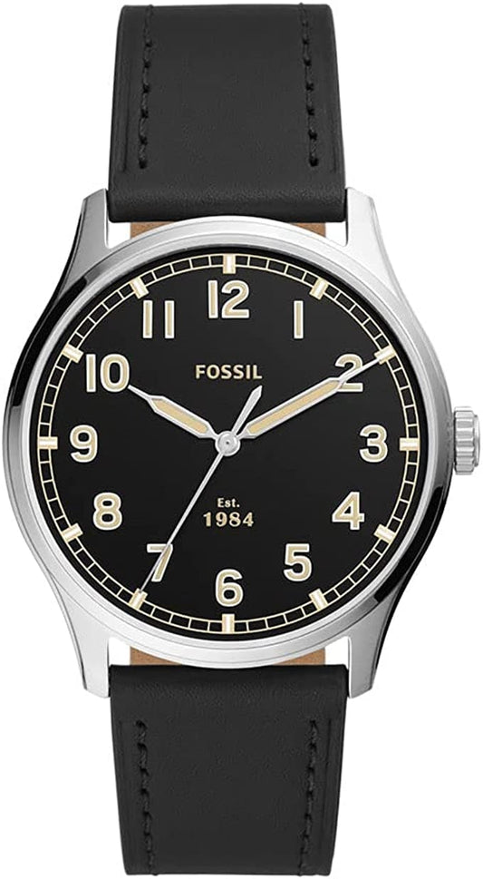 Fossil Dayliner Three-Hand Black Leather Watch Fs5926I