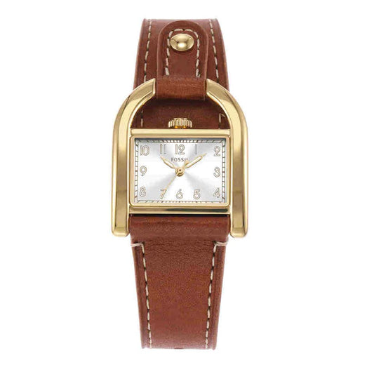 Fossil Harwell 28 Mm White Dial Leather Analog Watch For Women - Es5264I