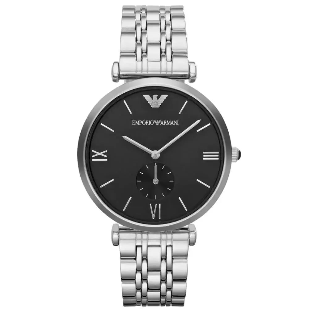 Emporio Armani Stainless Steel Analog Black Dial Men Watch-Ar1676, Black Band